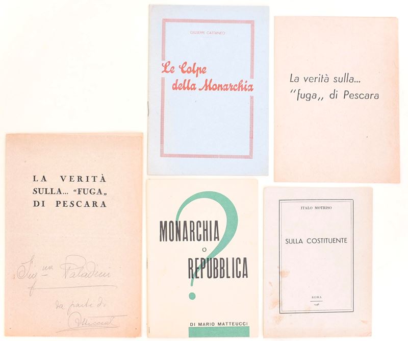 Italia, opuscoli antimonarchici e sul referendum istituzionale (2 giugno 1946), raccolta di cinqu...