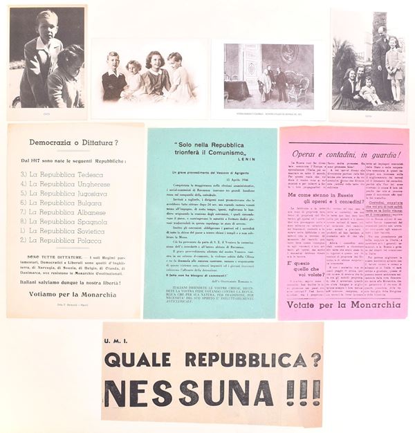 Propaganda monarchica antirepubblicana e anticomunista, Italia, 1946  - Auction Time Auction - The Age of Propaganda: Posters, Flyers, Political Documents, and Archival Ephemera - Casa d'Aste Arcadia
