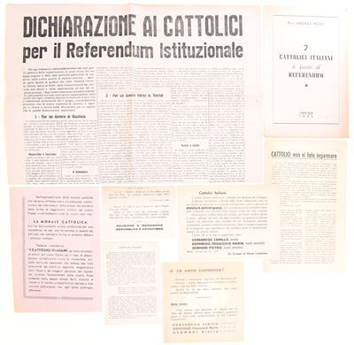 Documenti propagandistici cattolici e filomonarchici, Materiale per il referendum istituzionale d...