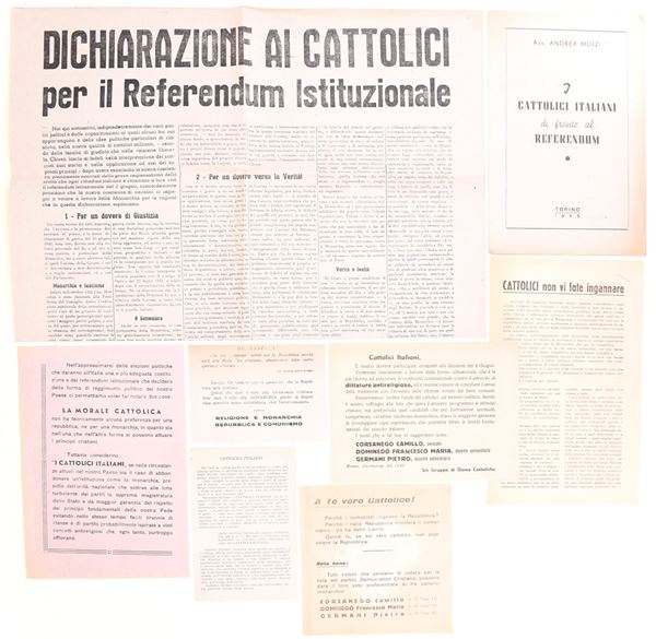Materiale politico cattolico e filomonarchico per il referendum istituzionale, Italia, 1946