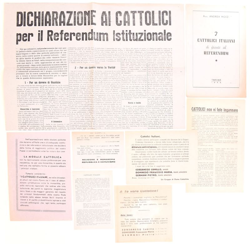 Documenti propagandistici cattolici e filomonarchici, Materiale per il referendum istituzionale d...
