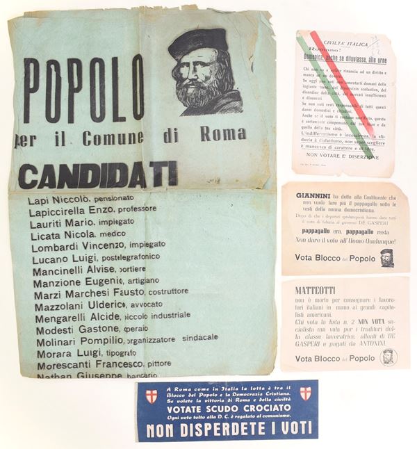 Materiale politico per le amministrative romane del secondo dopoguerra