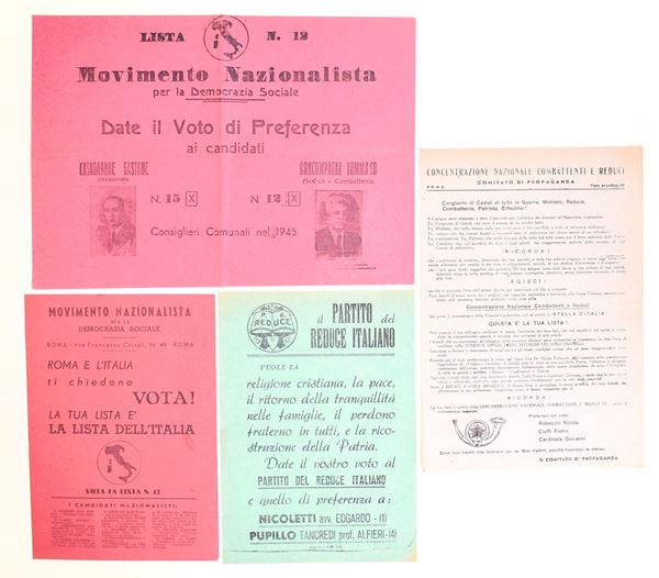 Partito del reduce italiano - Movimento nazionalista per la democrazia sociale , Italia, 1946-1948 circa