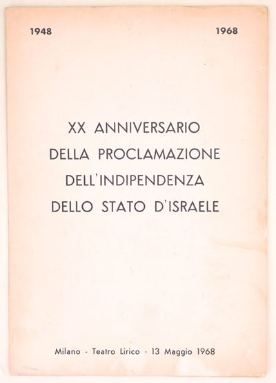 XX Anniversario della Proclamazione dell’indipendenza dello Stato d’Israele, Milano (Teatro Liric...