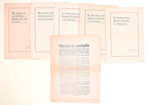 Propaganda cattolica, Vaticano e Grande Guerra: opuscoli in più lingue e bifolio della Gioventù Cattolica Italiana, 1915-1918  - Auction Time Auction - The Age of Propaganda: Posters, Flyers, Political Documents, and Archival Ephemera - Casa d'Aste Arcadia