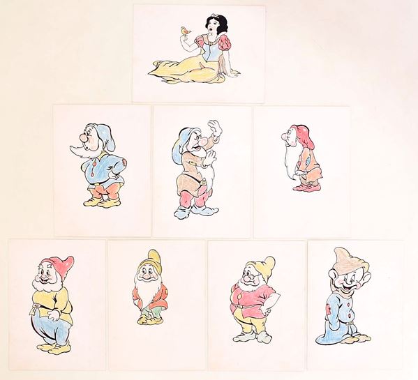 Disegni vintage con personaggi Disney, anni ’40/’50 circa
