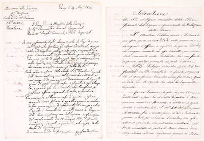 XIX secolo, Due lettere manoscritte indirizzate ai Ministri della Polizia Generale e della Giusti...