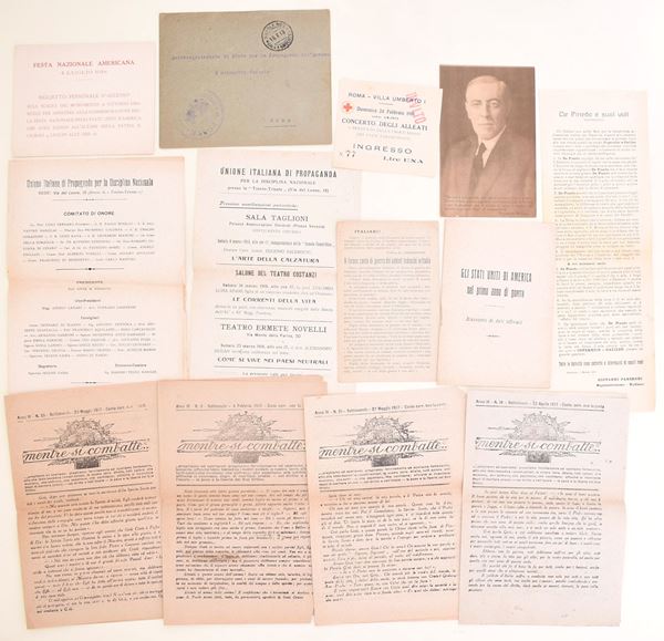 Propaganda patriottica, assistenza morale e documenti di censura durante la Grande Guerra, 1917-1918, con materiale aeronautico del 1927  - Auction Time Auction - The Age of Propaganda: Posters, Flyers, Political Documents, and Archival Ephemera - Casa d'Aste Arcadia