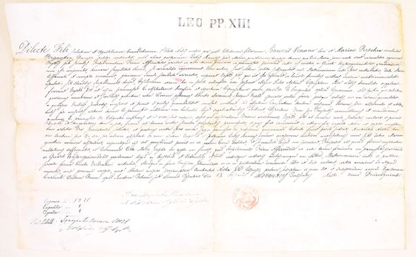 Leone XIII, breve pontificio sub anulo Piscatoris, fine XIX secolo