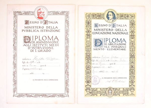 Diplomi scolastici femminili del Regno d’Italia, Roma, 1912-1936