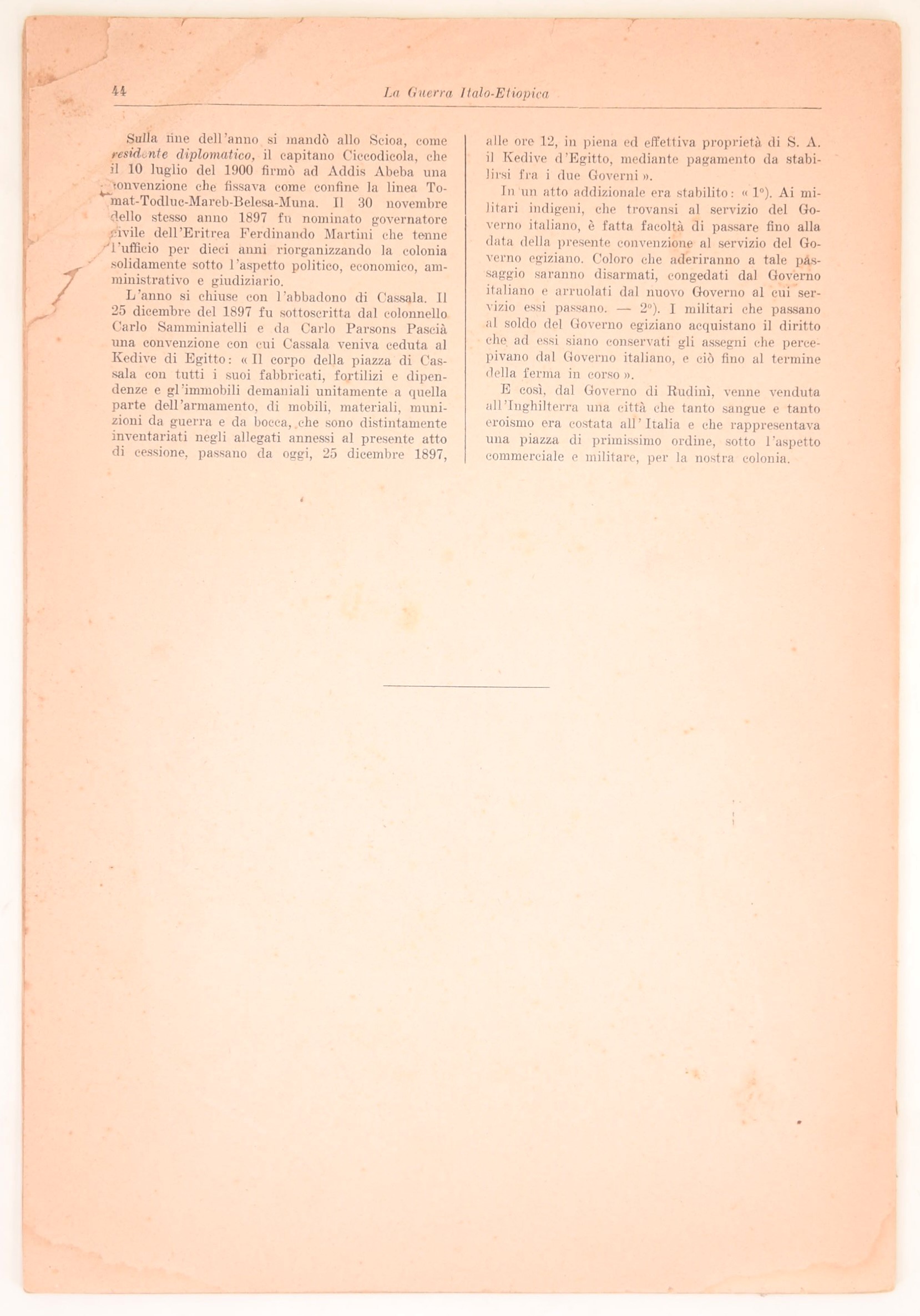 La Guerra Italo-Etiopica. Cronistoria degli avvenimenti dal 1852 al 1897, 1935, opuscolo editoria...