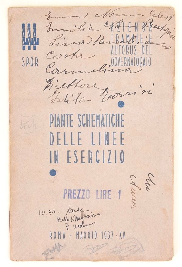 ATAG, Piante schematiche delle linee in esercizio, Roma, maggio 1937-XV