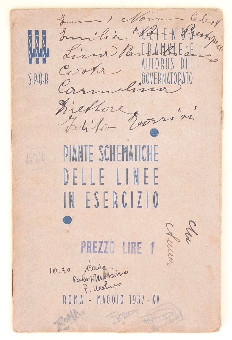 ATAG, Piante schematiche delle linee in esercizio, Roma, maggio 1937-XV