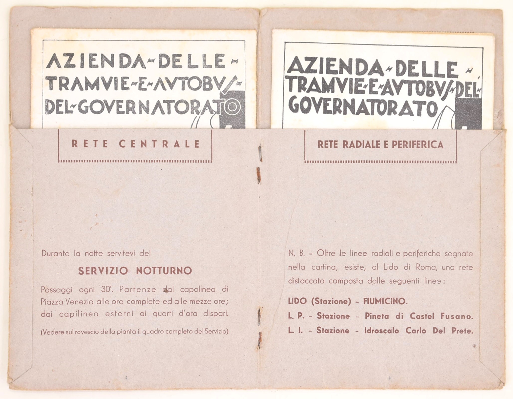 ATAG, Piante schematiche delle linee in esercizio, Roma, maggio 1937-XV