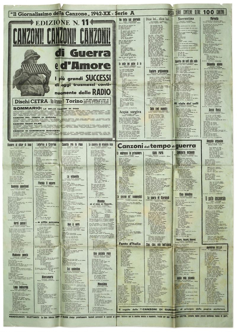 Dischi Cetra, Il Giornalisissimo della Canzone. Canzoni! Canzoni! Canzoni! di guerra e d’amore (f...