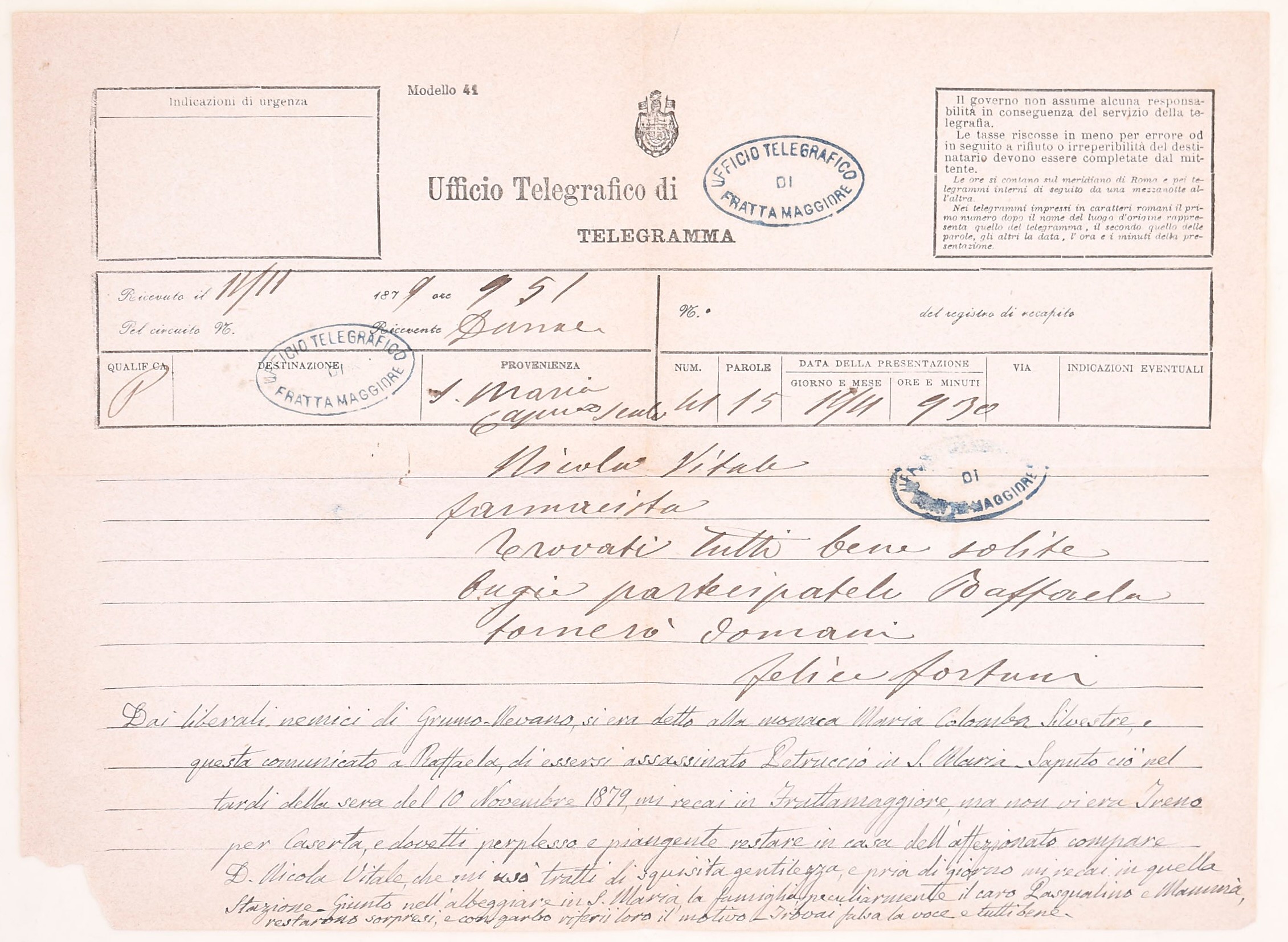 G.L.I., Le spie rimembranze storico-politiche di Malta, opuscolo editoriale, 1851; Fortuni, teleg...