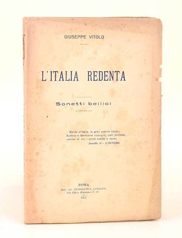 Vitolo, Giuseppe: L’Italia redenta. Sonetti bellici, 1927