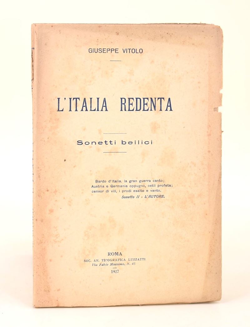Giuseppe Vitolo, L’Italia redenta. Sonetti bellici (1927)