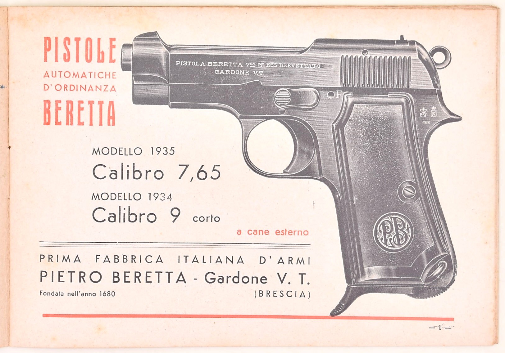 Beretta, Catalogo illustrato delle pistole automatiche d’ordinanza Mod. 1934 e Mod. 1935
