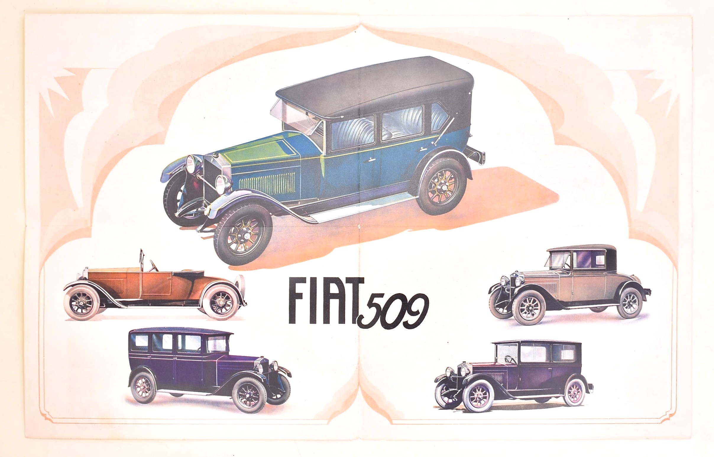Catalogo pubblicitario Fiat 509, anni Venti-Trenta