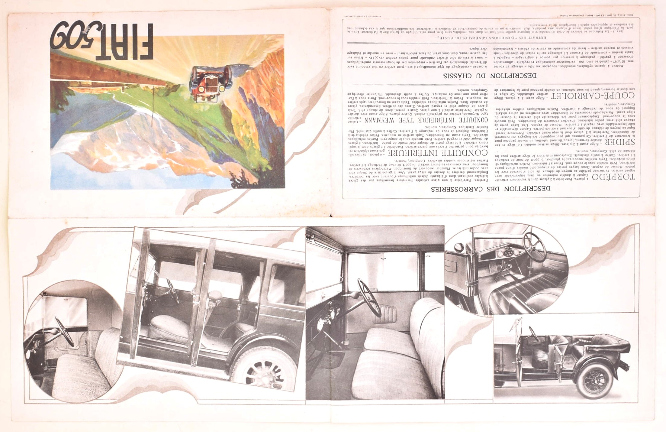 Catalogo pubblicitario Fiat 509, anni Venti-Trenta