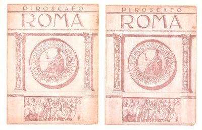 L. Rossignoli, Coppia di menu del piroscafo Roma (Navigazione Generale Italiana), 20 e 26 settemb...