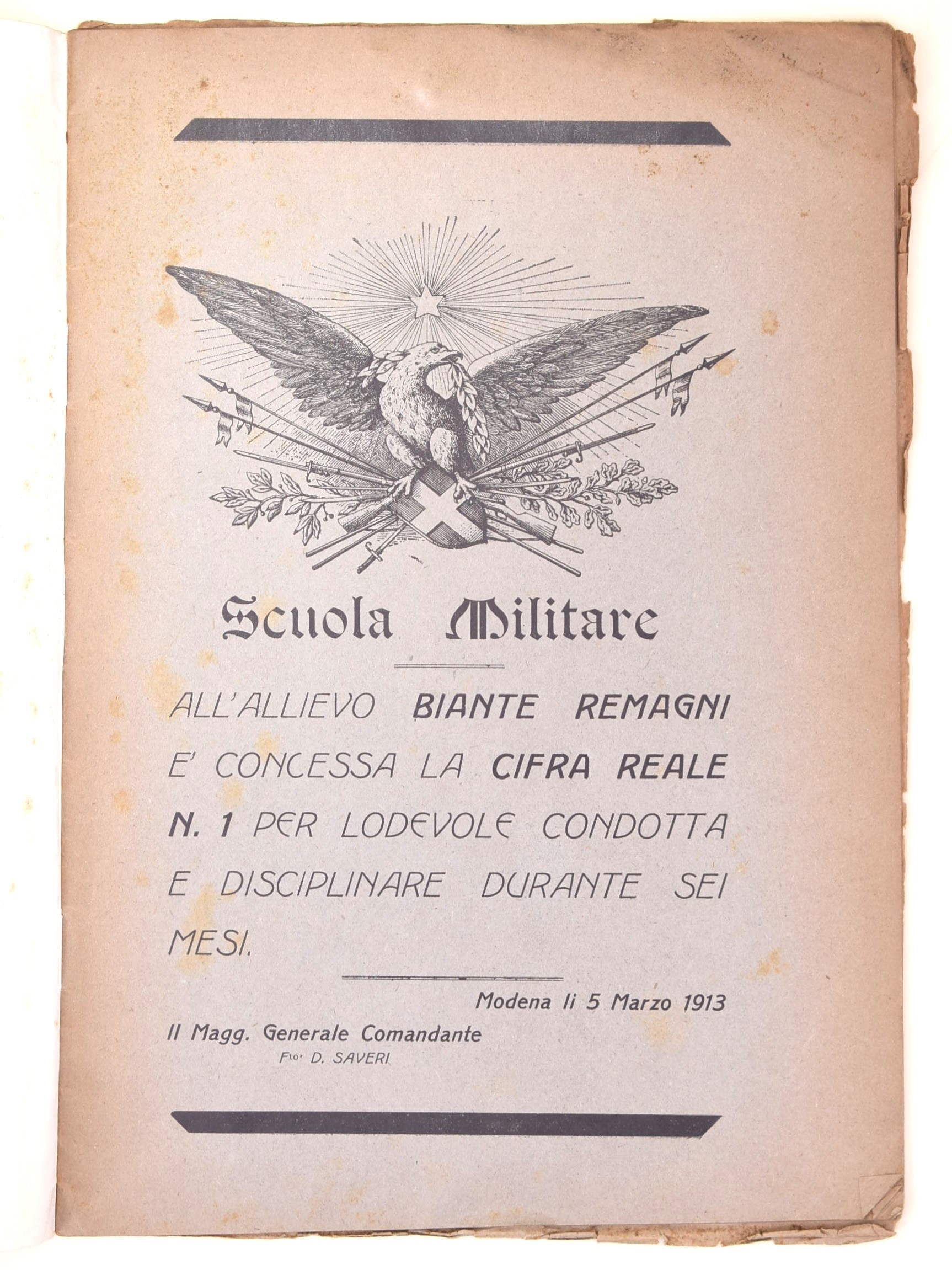 Biante Remagni, Opuscolo commemorativo patriottico della Grande Guerra, 1915 ca.