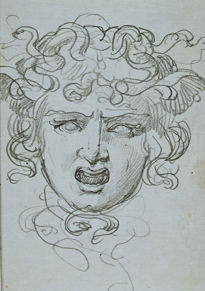 Scuola Neoclassica Italiana - Studio di Medusa; studio di volto urlante (recto/verso)