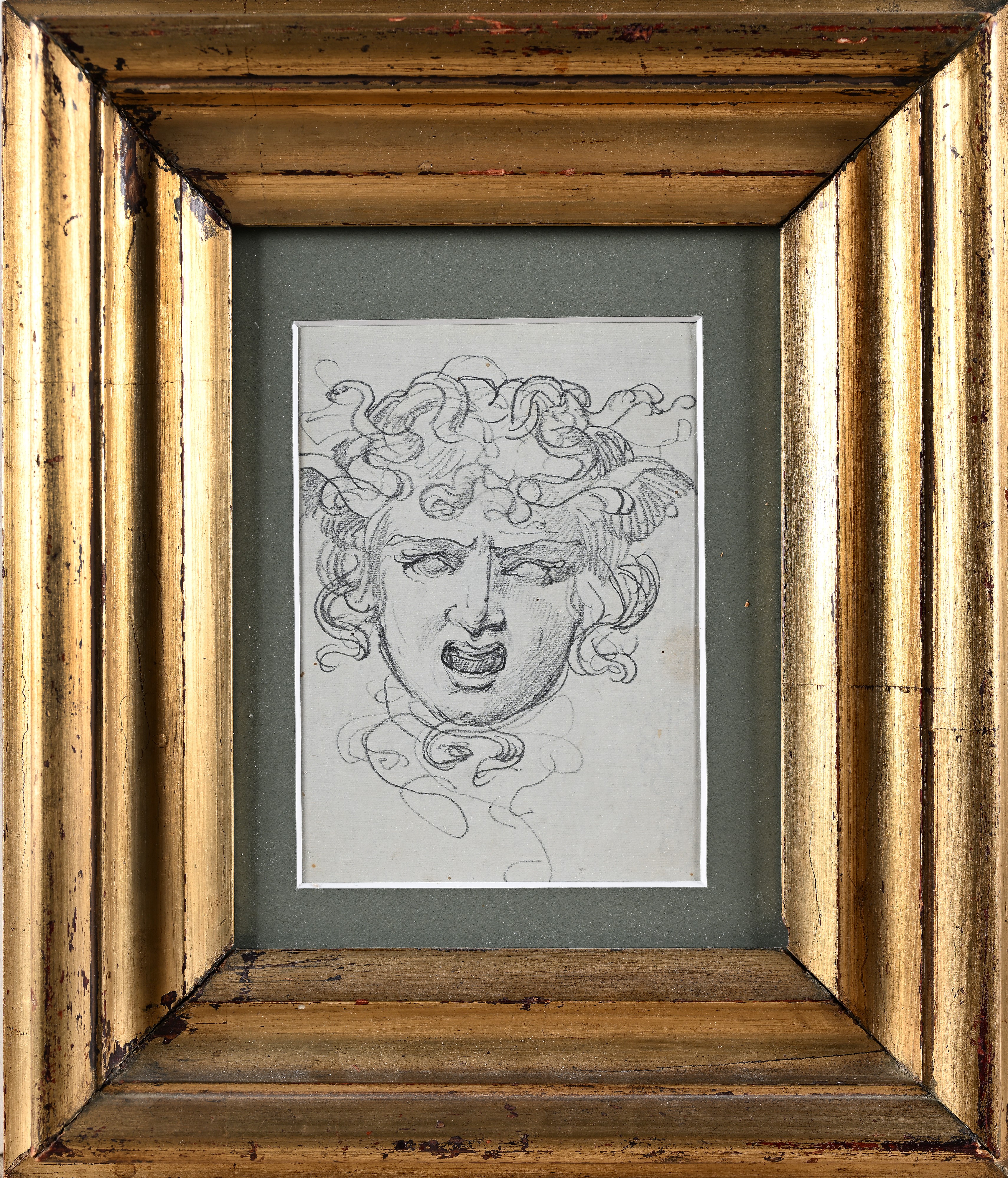 Scuola Neoclassica Italiana - Studio di Medusa; studio di volto urlante (recto/verso)