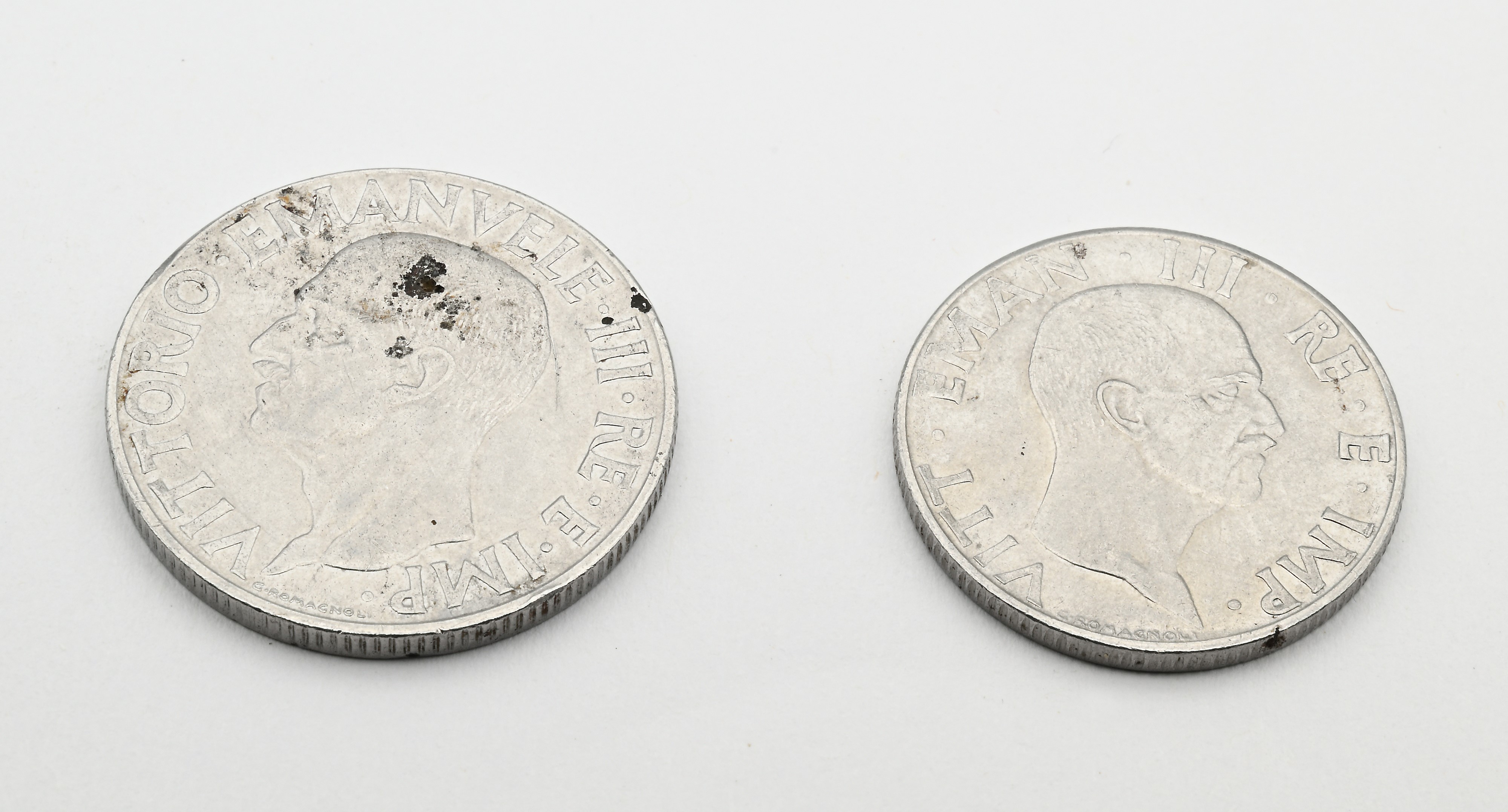 Vittorio Emanuele III, 50 Centesimi 1943 e 1 Lira 1943 (Regno d’Italia)