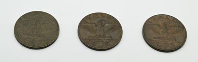Regno d'Italia, Lotto di tre monete da 5 centesimi 1943 con Aquila e Vittorio Emanuele III