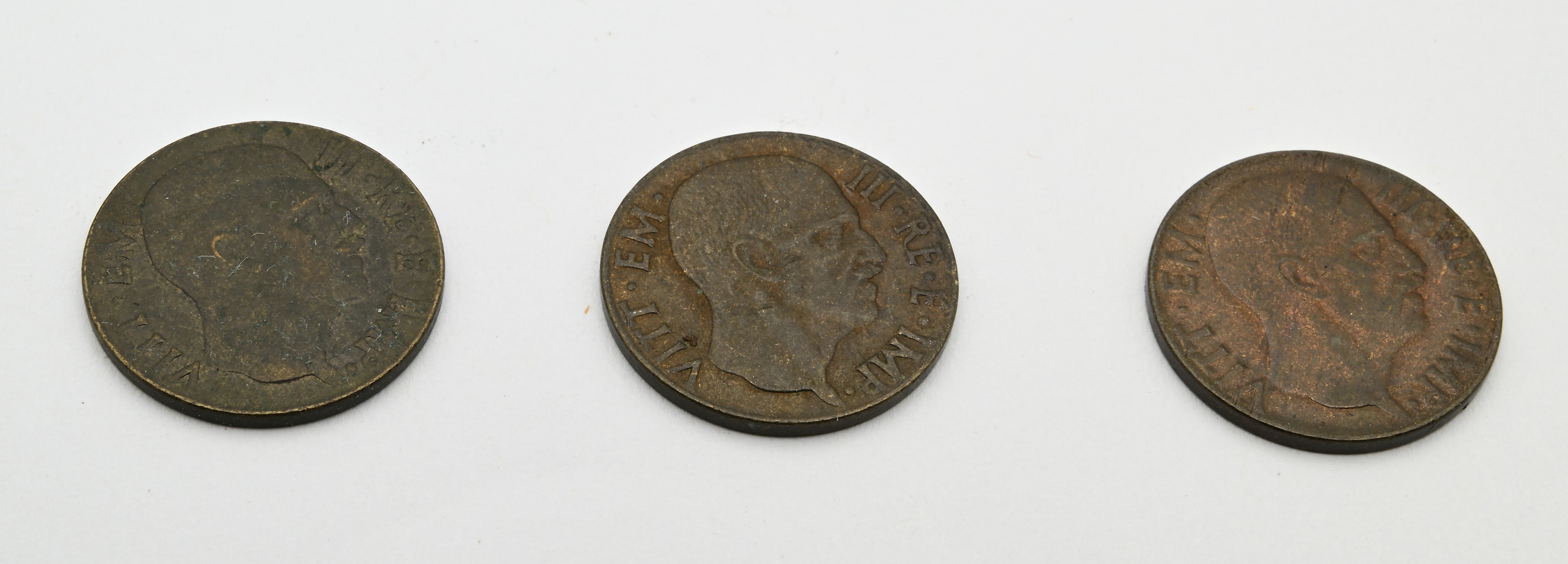 Regno d'Italia, Lotto di tre monete da 5 centesimi 1943 con Aquila e Vittorio Emanuele III