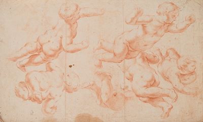 Studio con sei putti in volo e quattro putti (recto/verso)