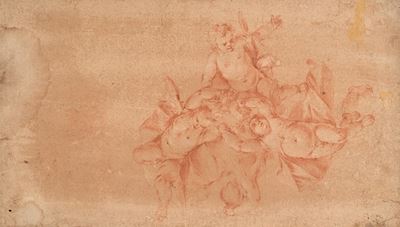 Studio di quattro putti in volo e studio di Dio Padre (recto e verso)