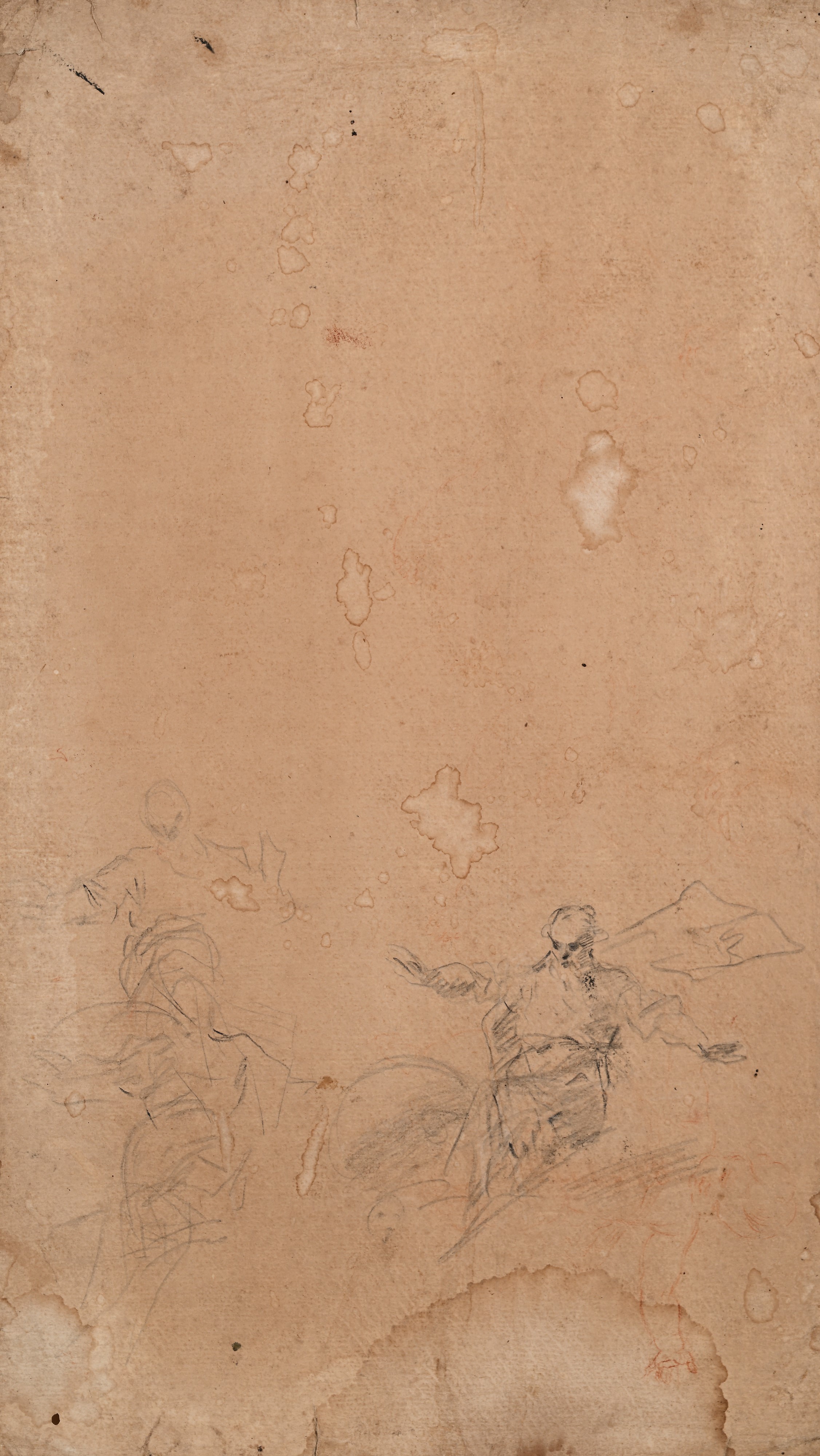 Scuola Romana del XVIII Secolo - Studio di quattro putti in volo e studio di Dio Padre (recto e v...