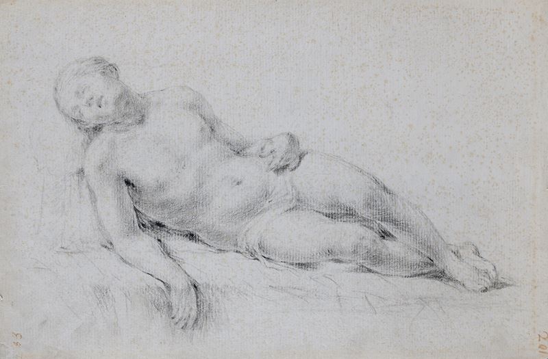 Scuola Emiliana del XVIII Secolo - Studio di nudo maschile sdraiato