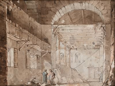Studio di interno con figure classiche