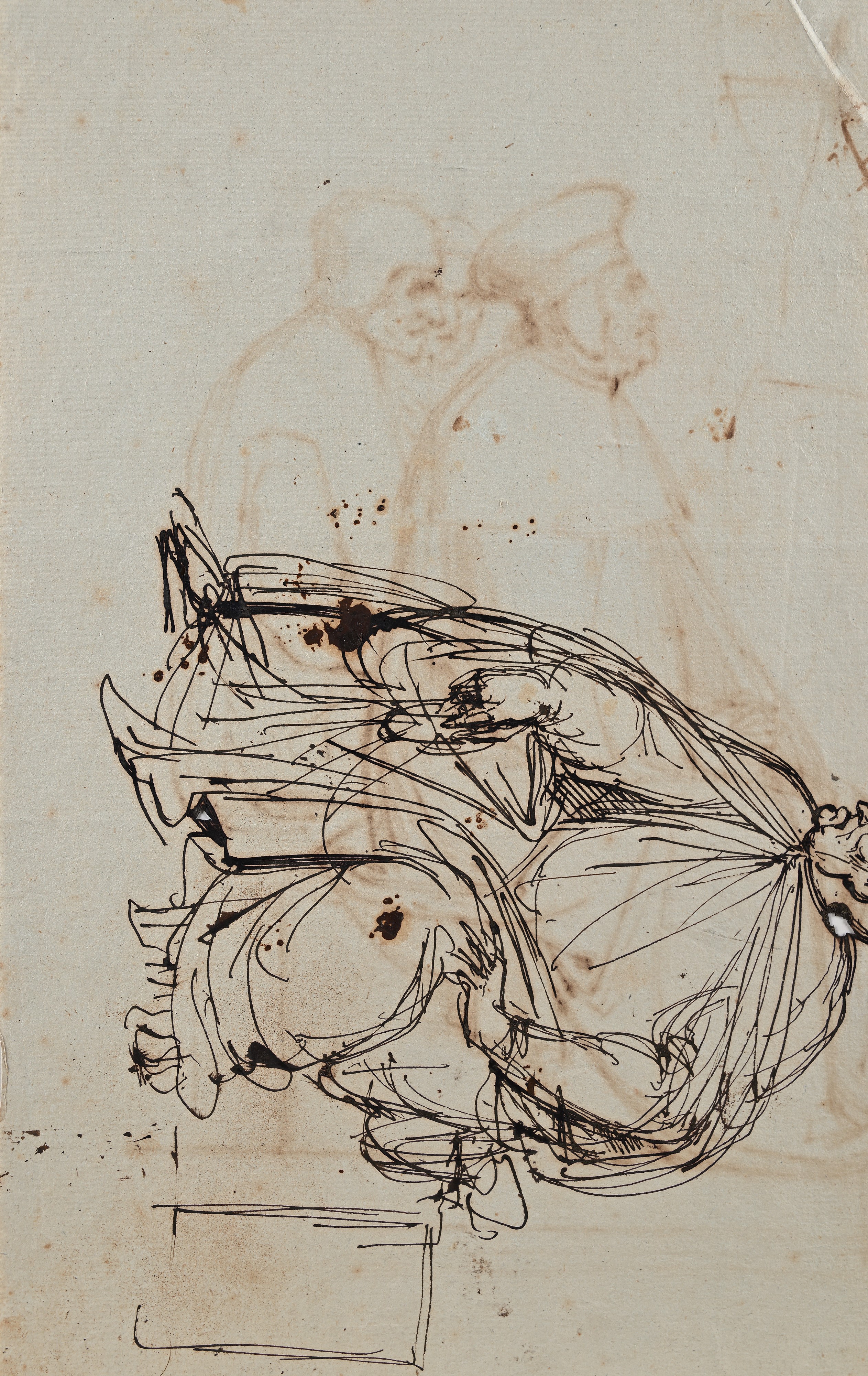 Scuola Neoclassica Fiorentina - Recto: Studio di dignitari; Verso: Studio di figura