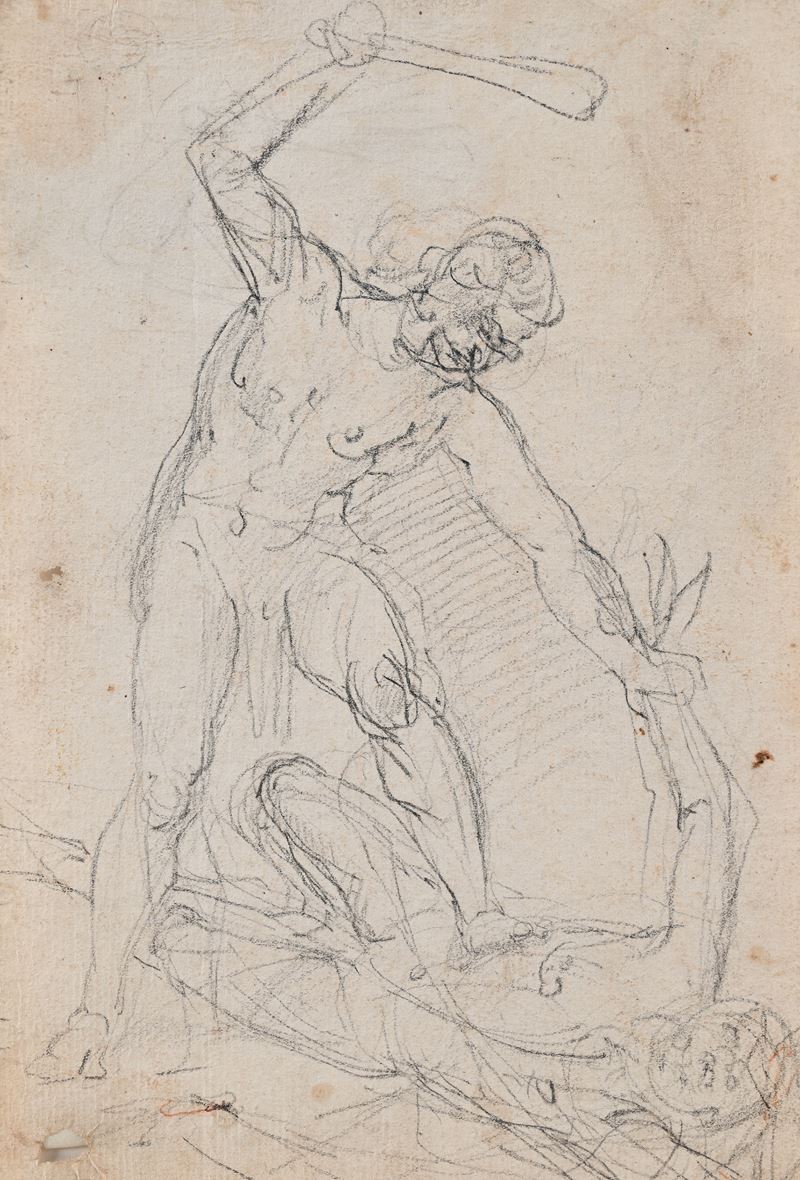 Scuola Bolognese del XVIII Secolo - Caino e Abele. Giuseppe e la moglie di Putifarre (recto e ver...
