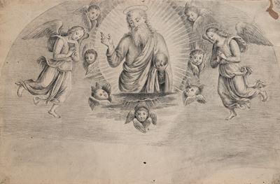 Studio dal Dio Padre benedicente tra angeli, con Profeti e Sibille di Perugino