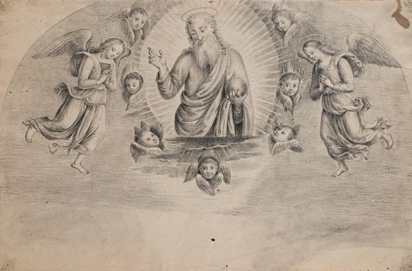 Studio dal Dio Padre benedicente tra angeli con Profeti e Sibille di Perugino