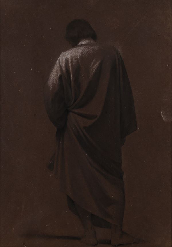 Scuola Italiana del XIX secolo - Studio di figura drappeggiata di spalle
