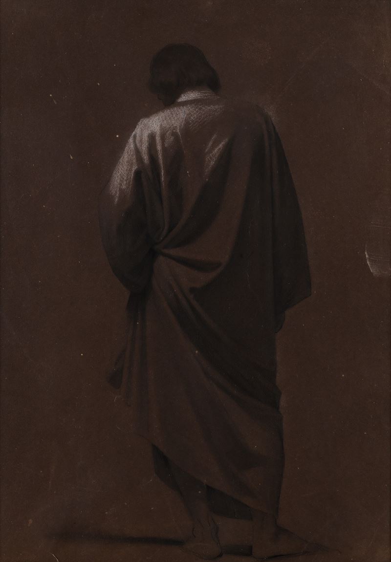 Scuola Italiana del XIX Secolo - Studio di figura drappeggiata di spalle