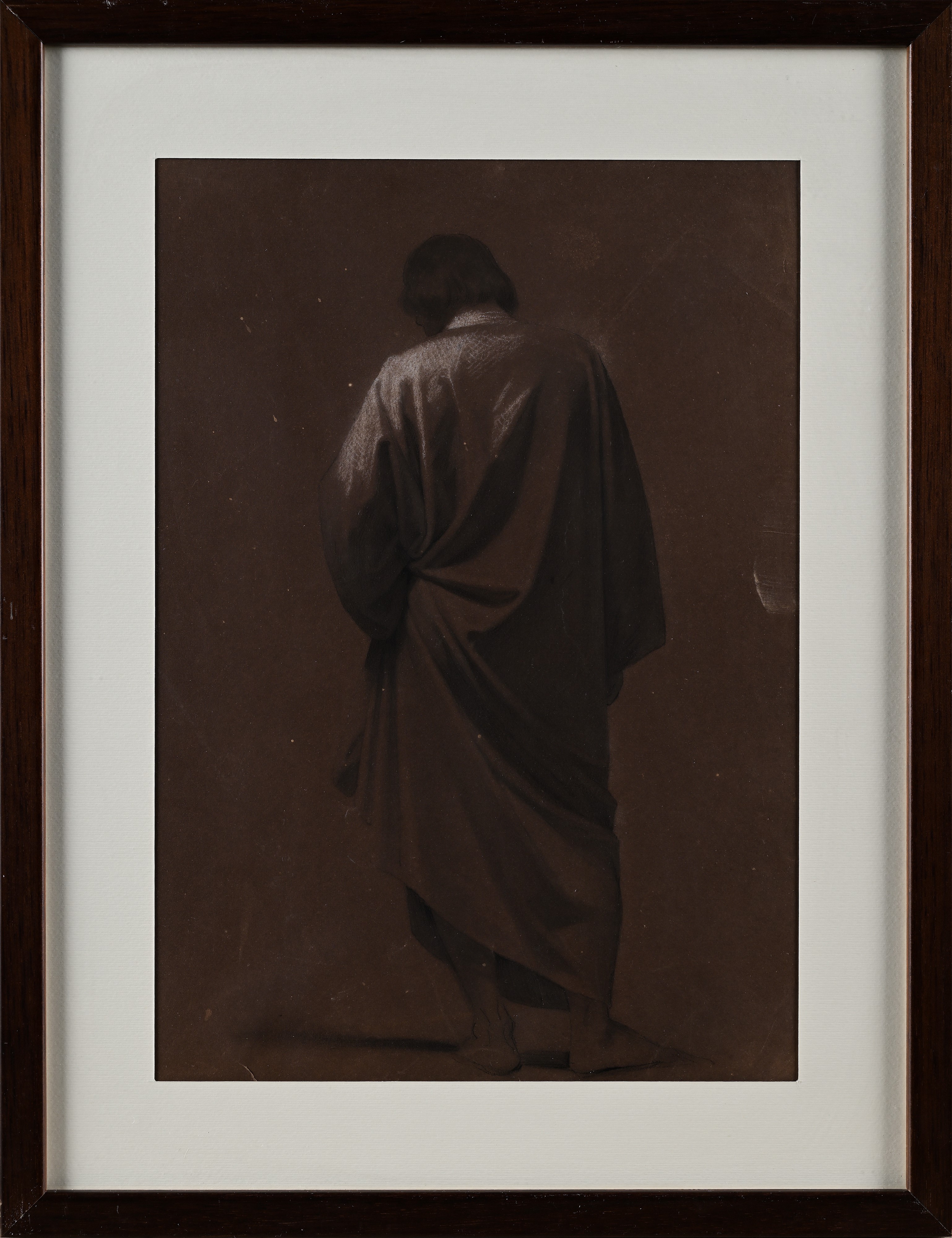Scuola Italiana del XIX Secolo - Studio di figura drappeggiata di spalle