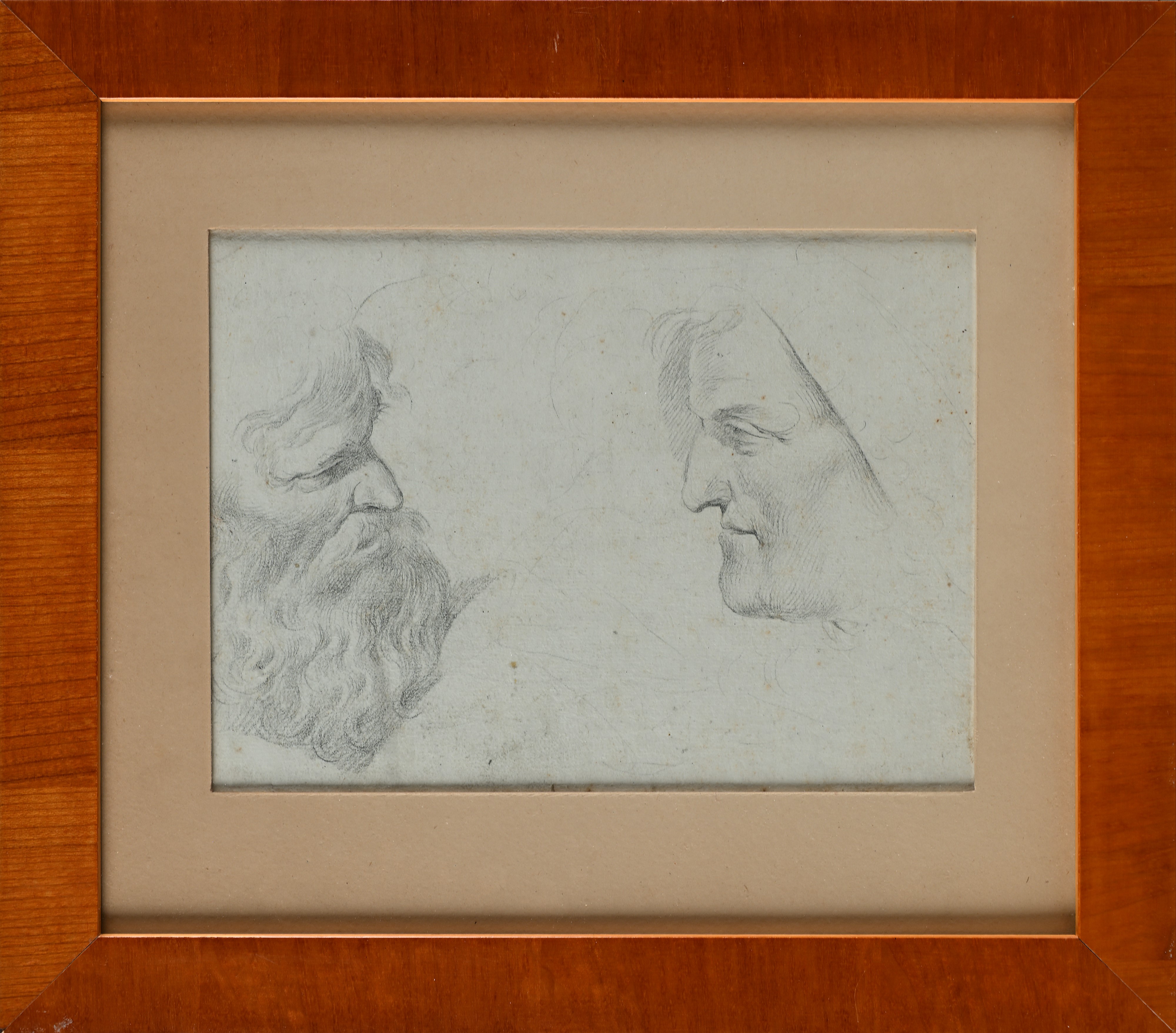 Scuola Neoclassica Italiana - Studio di filosofi (recto) e Studio di testa senile (verso), pietra...