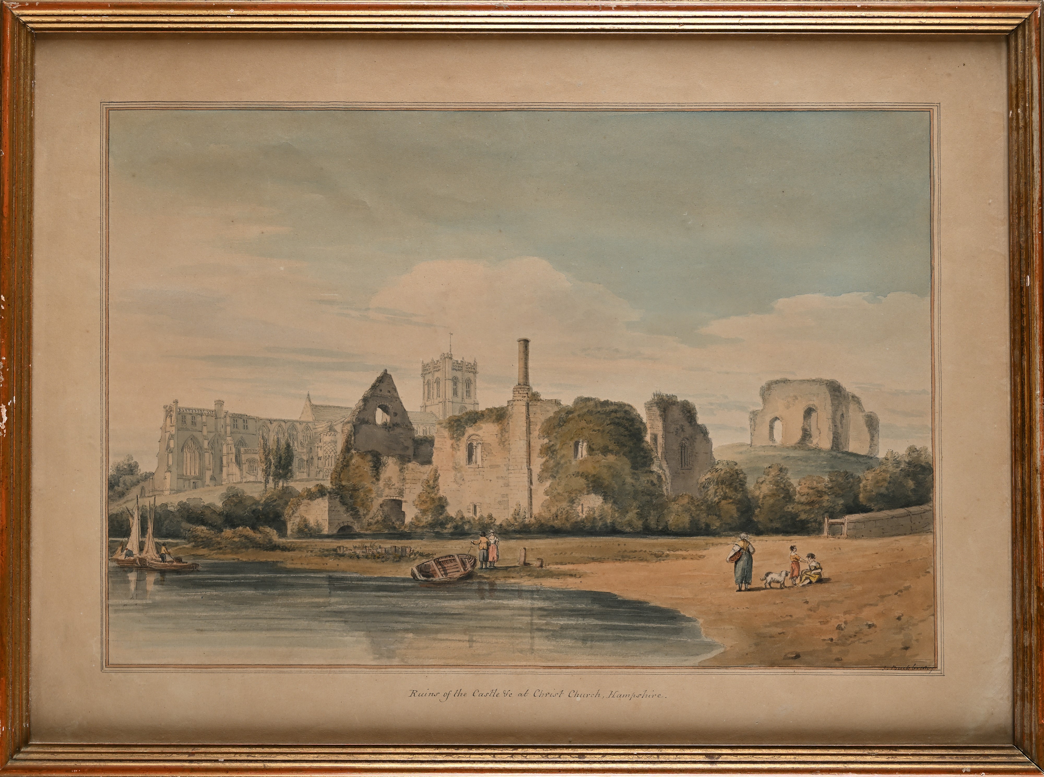 Scuola Inglese del XIX Secolo - Ruins Of The Castle At Christ Church, Hampshire