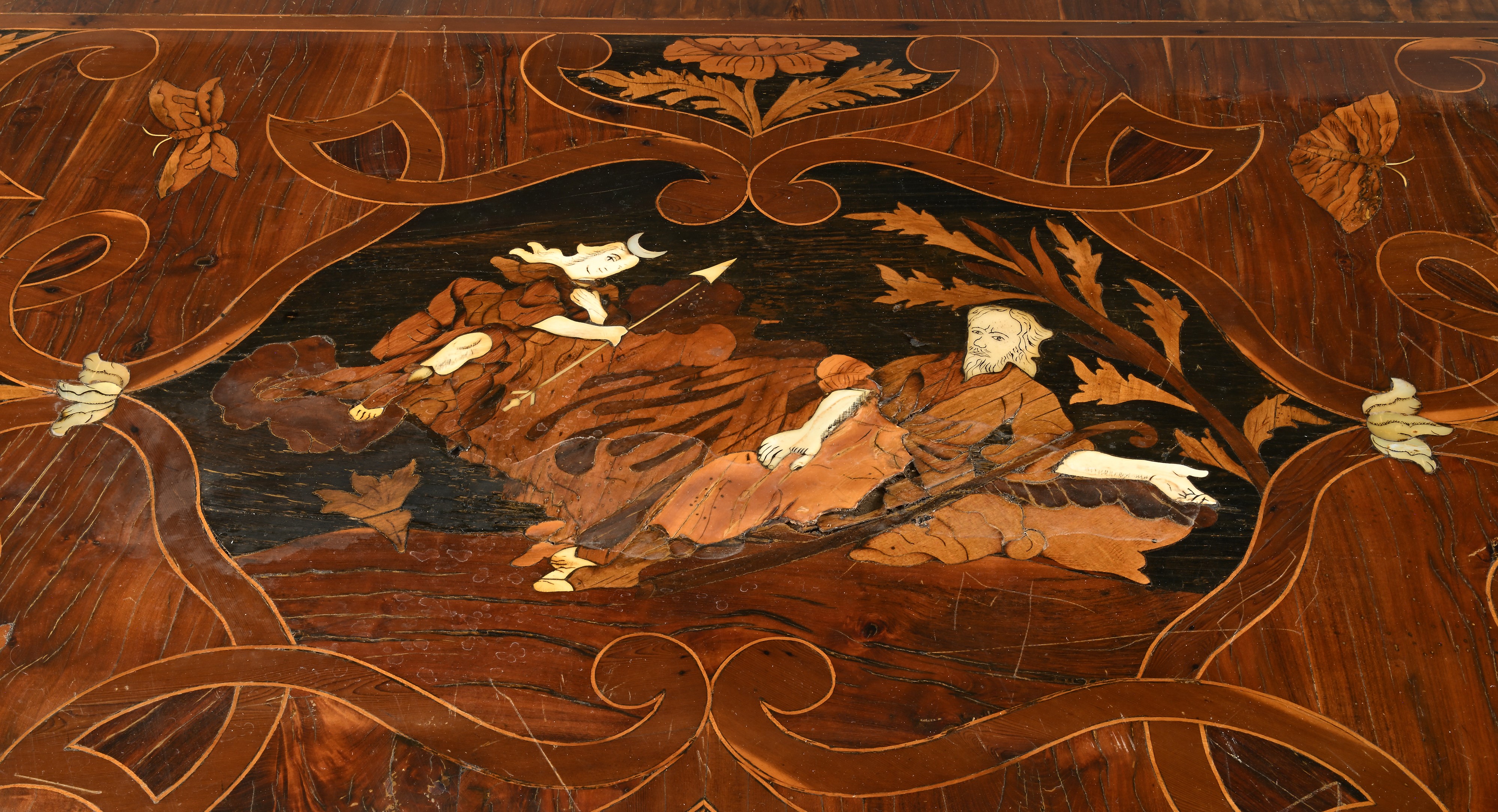 Coppia di tavoli parietali intarsiati, Lombardia, XVIII secolo