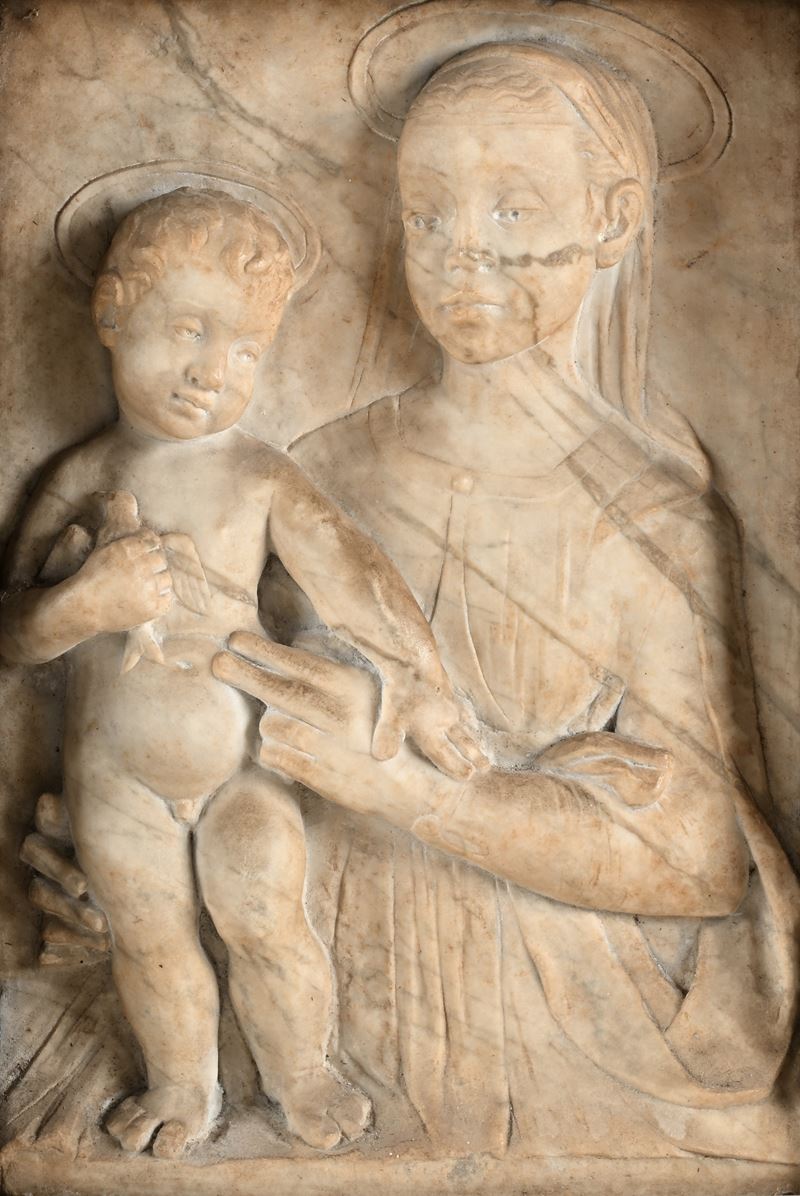 Rilievo in marmo bianco, Madonna col Bambino