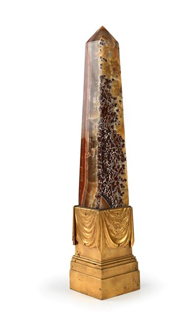 Obelisco, piedistallo in marmo broccatello e bronzo dorato, XIX secolo