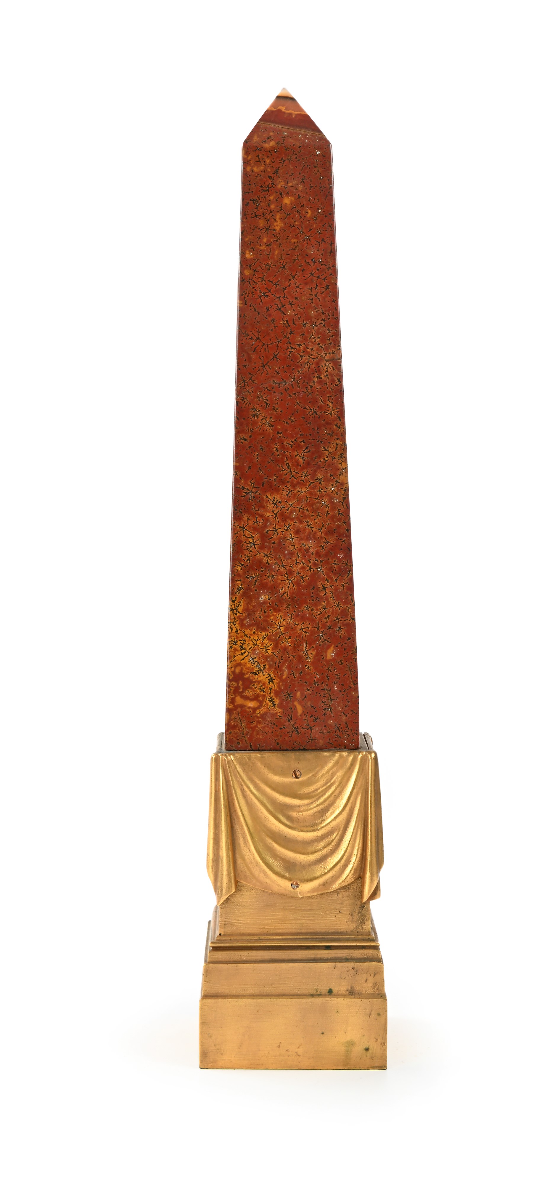 Obelisco, piedistallo in marmo broccatello e bronzo dorato, XIX secolo